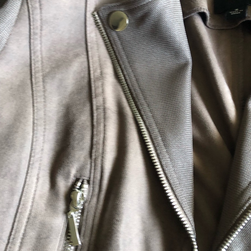 INSIGHT faux leather mixed textile Beige Biker moto Jacket - Picture 2 of 10